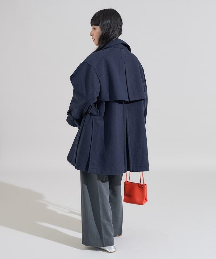 羊毛高領A字中長款大衣