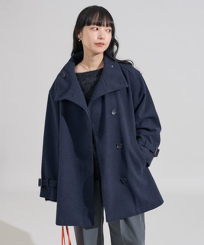 羊毛高領A字中長款大衣