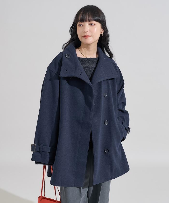 羊毛高領A字中長款大衣