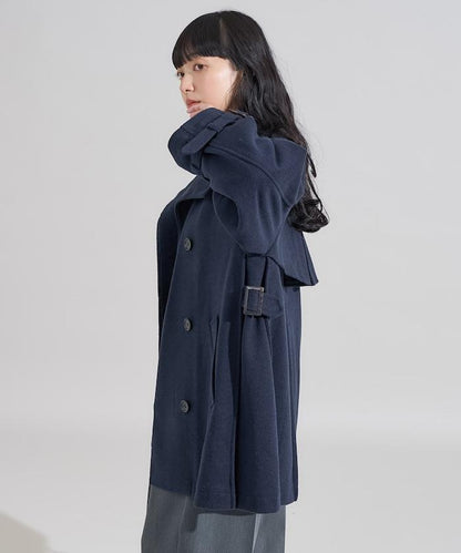 羊毛高領A字中長款大衣