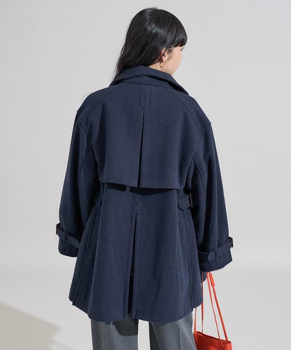 羊毛高領A字中長款大衣