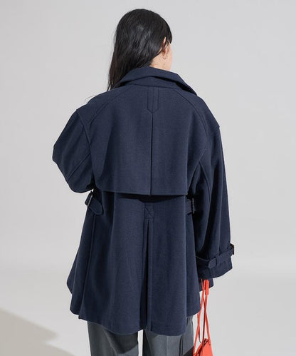 羊毛高領A字中長款大衣