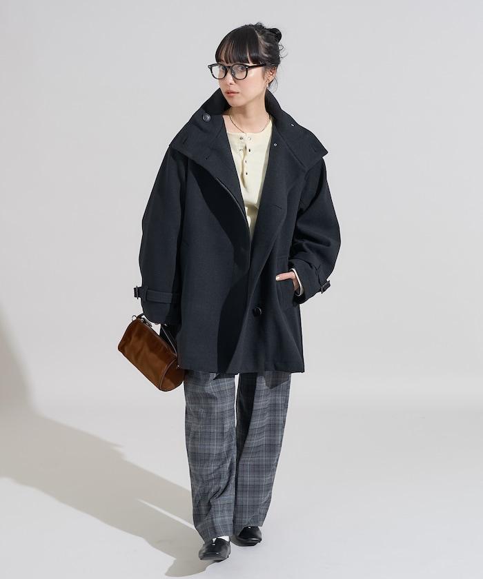 羊毛高領A字中長款大衣