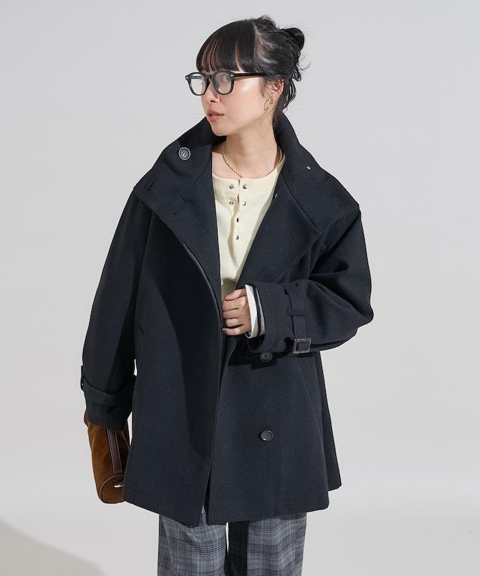 羊毛高領A字中長款大衣