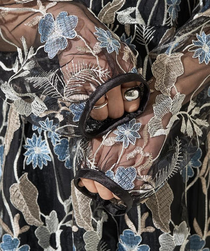 蕾絲刺繡花卉圖案連衣裙禮服