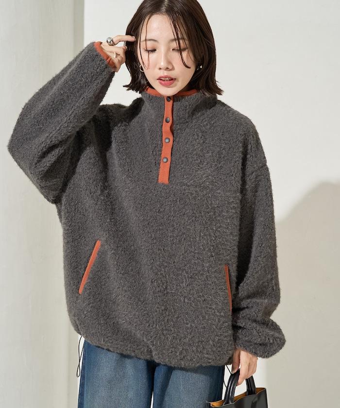 馬卡龍絨毛按扣套頭衫