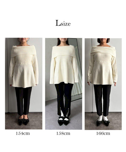 【防靜電】一字肩荷葉邊針織衫