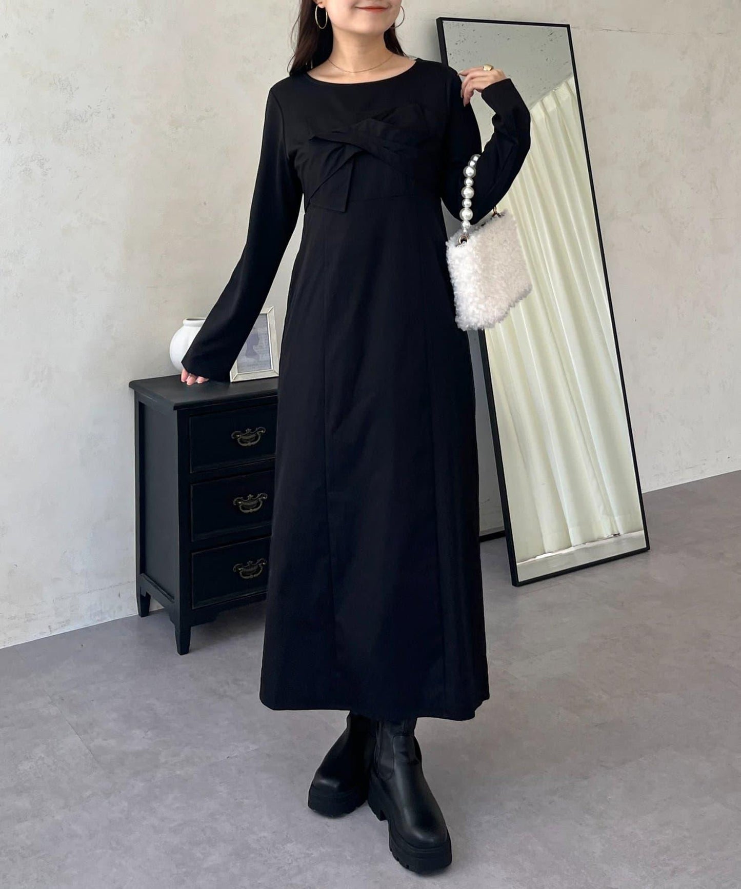 前綁帶吊帶拼接連衣裙