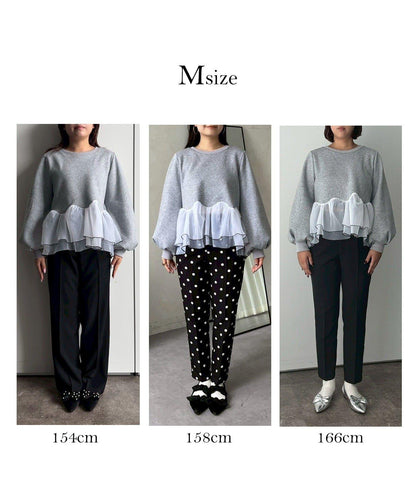 拼色下襬荷葉邊衛衣