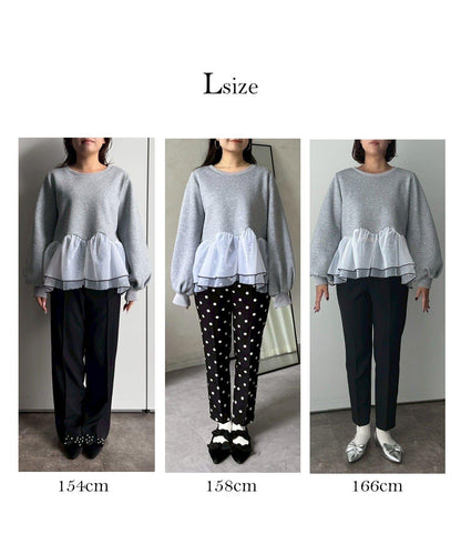 拼色下襬荷葉邊衛衣