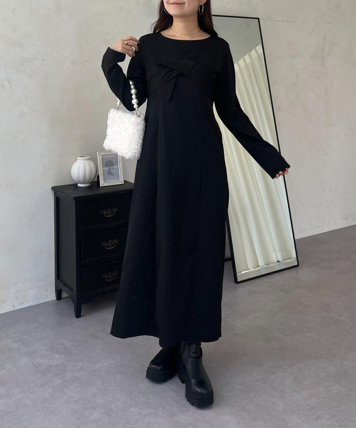 前綁帶吊帶拼接連衣裙