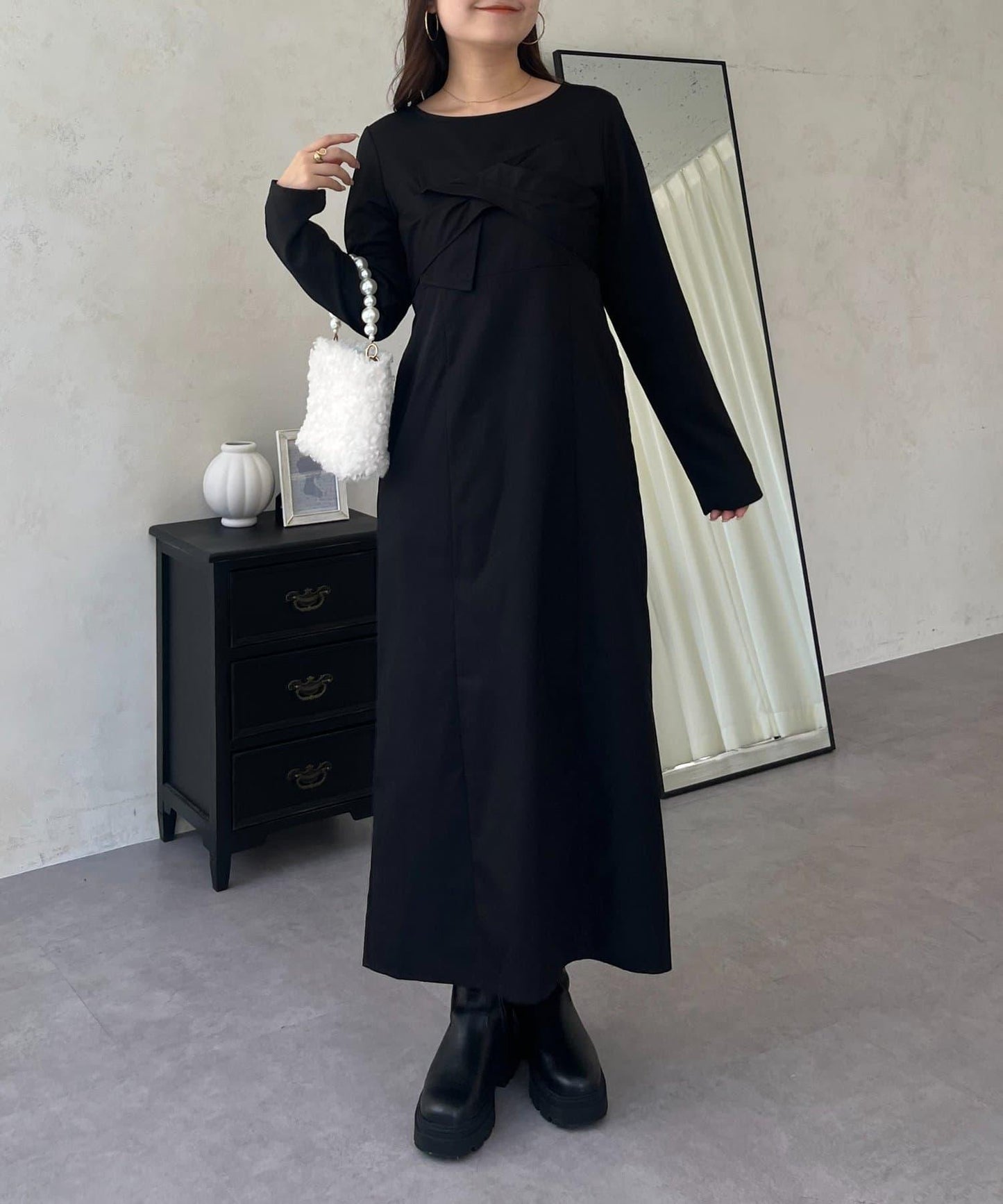 前綁帶吊帶拼接連衣裙