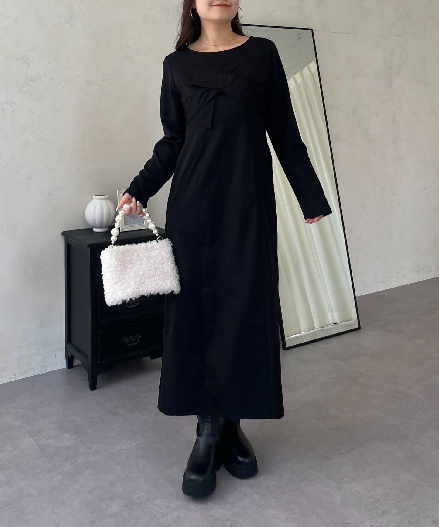 前綁帶吊帶拼接連衣裙