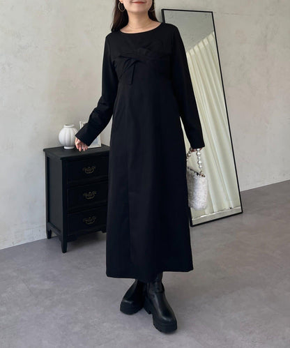 前綁帶吊帶拼接連衣裙