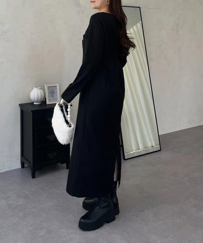 前綁帶吊帶拼接連衣裙