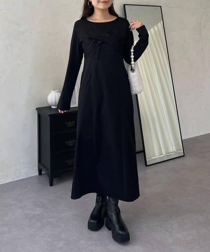 前綁帶吊帶拼接連衣裙