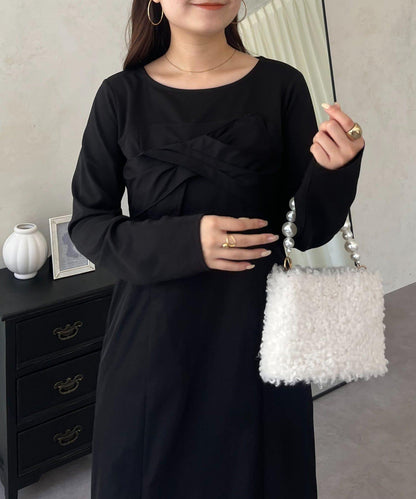 前綁帶吊帶拼接連衣裙