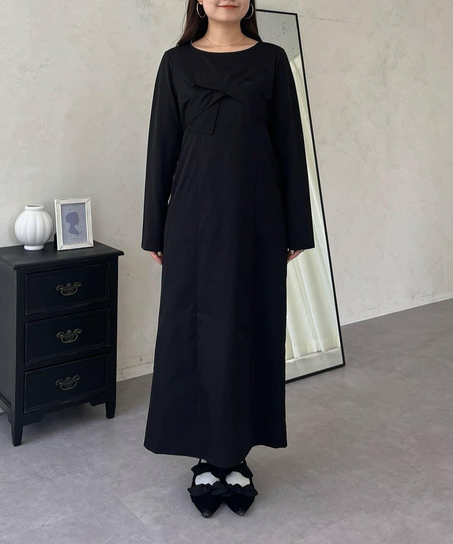 前綁帶吊帶拼接連衣裙