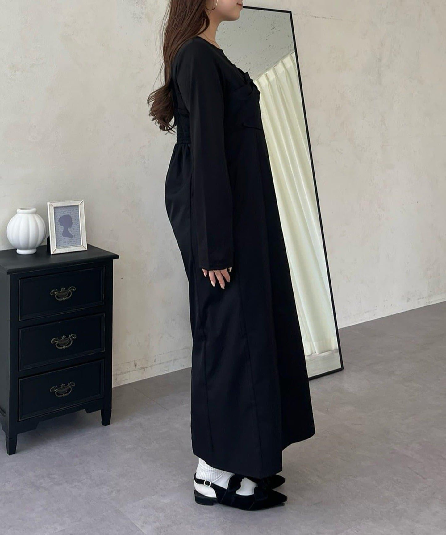 前綁帶吊帶拼接連衣裙