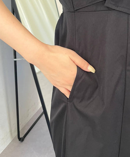 前綁帶吊帶拼接連衣裙