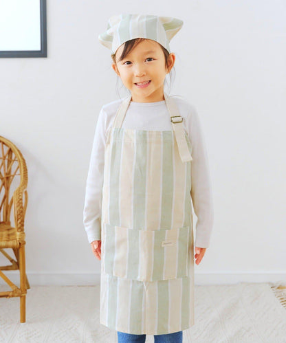 ダブルストライプキッズエプロン&三角巾セット