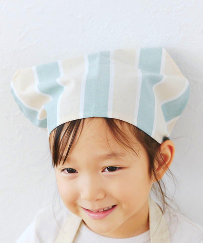 ダブルストライプキッズエプロン&三角巾セット