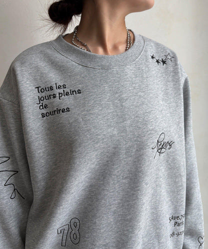 加絨隨機刺繡標誌衛衣