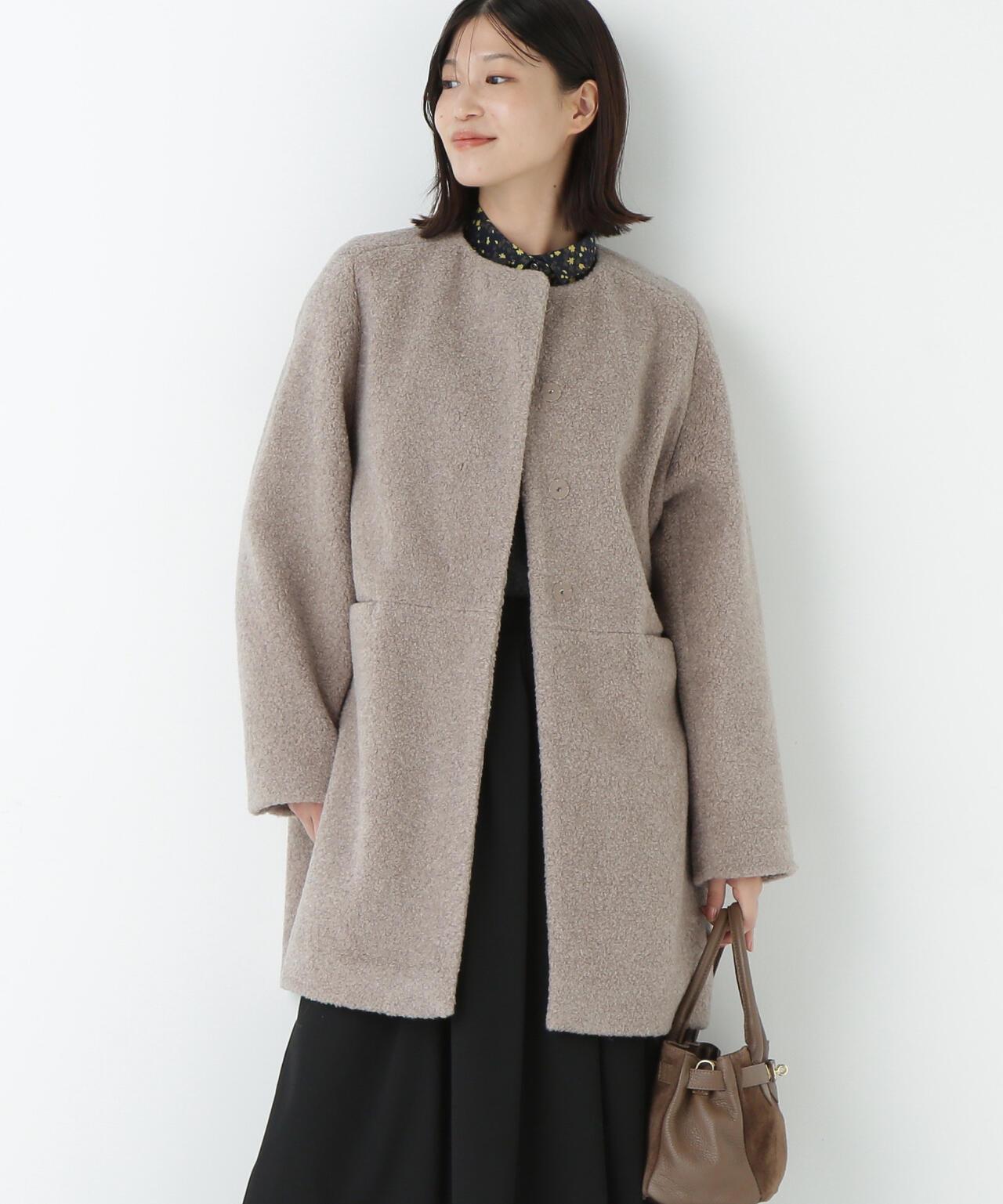 羊羔絨無領大衣