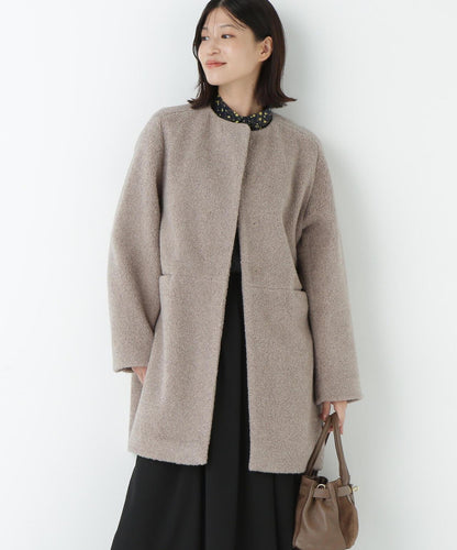 羊羔絨無領大衣