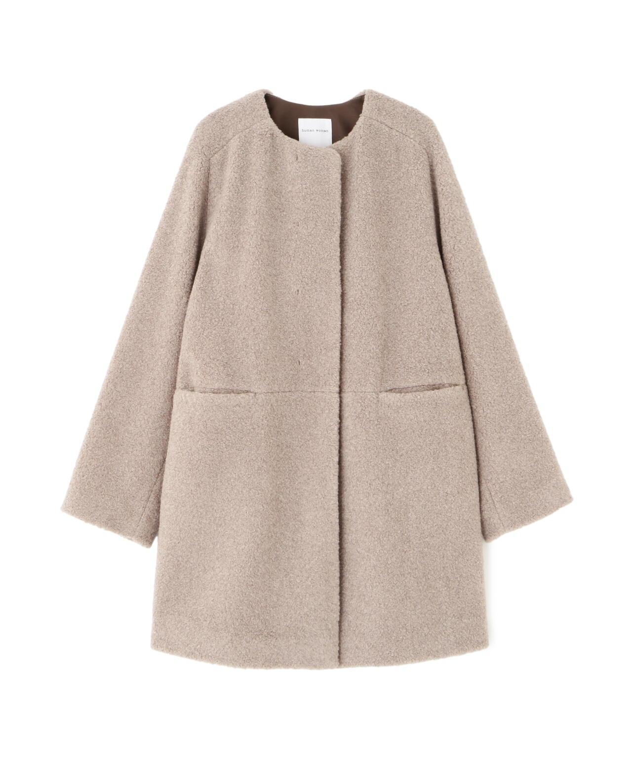 羊羔絨無領大衣