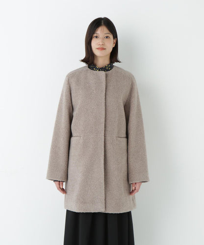 羊羔絨無領大衣