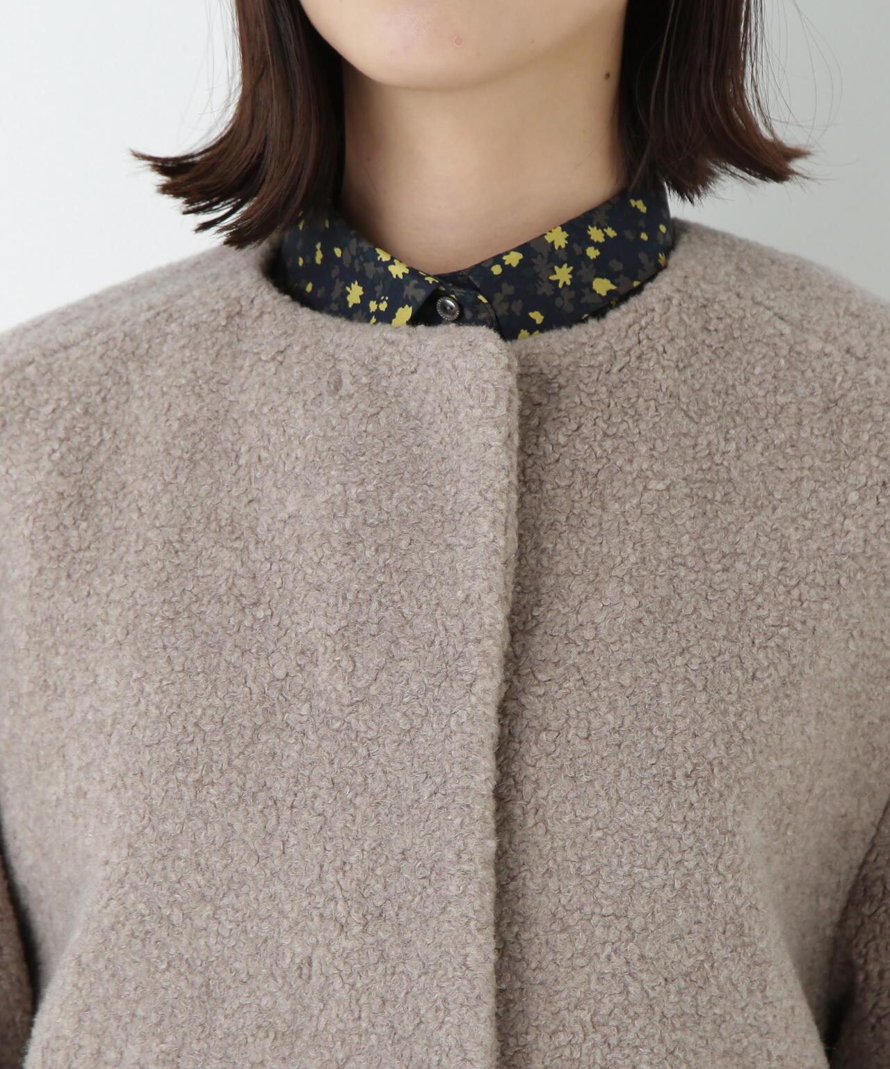 羊羔絨無領大衣