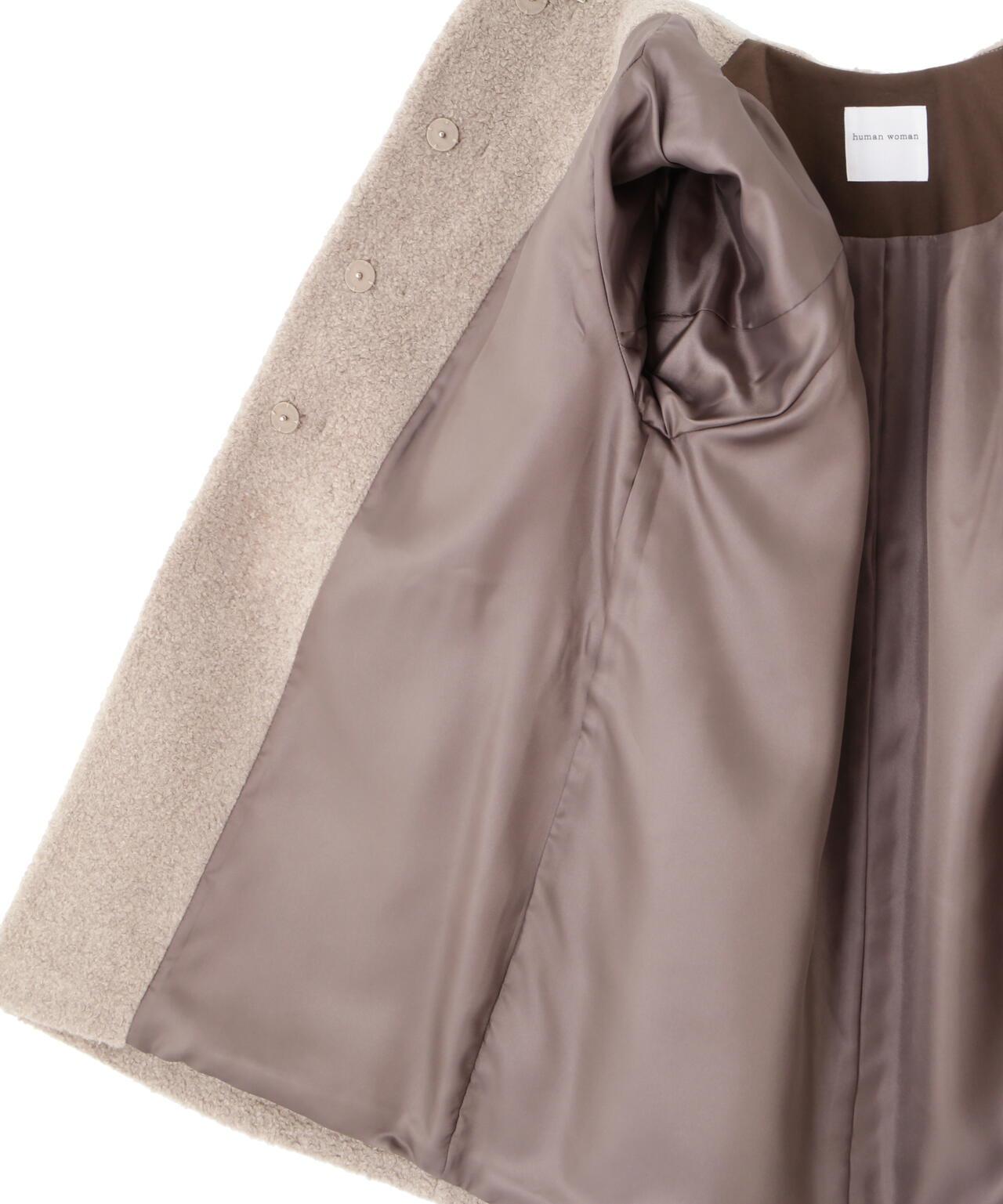 羊羔絨無領大衣