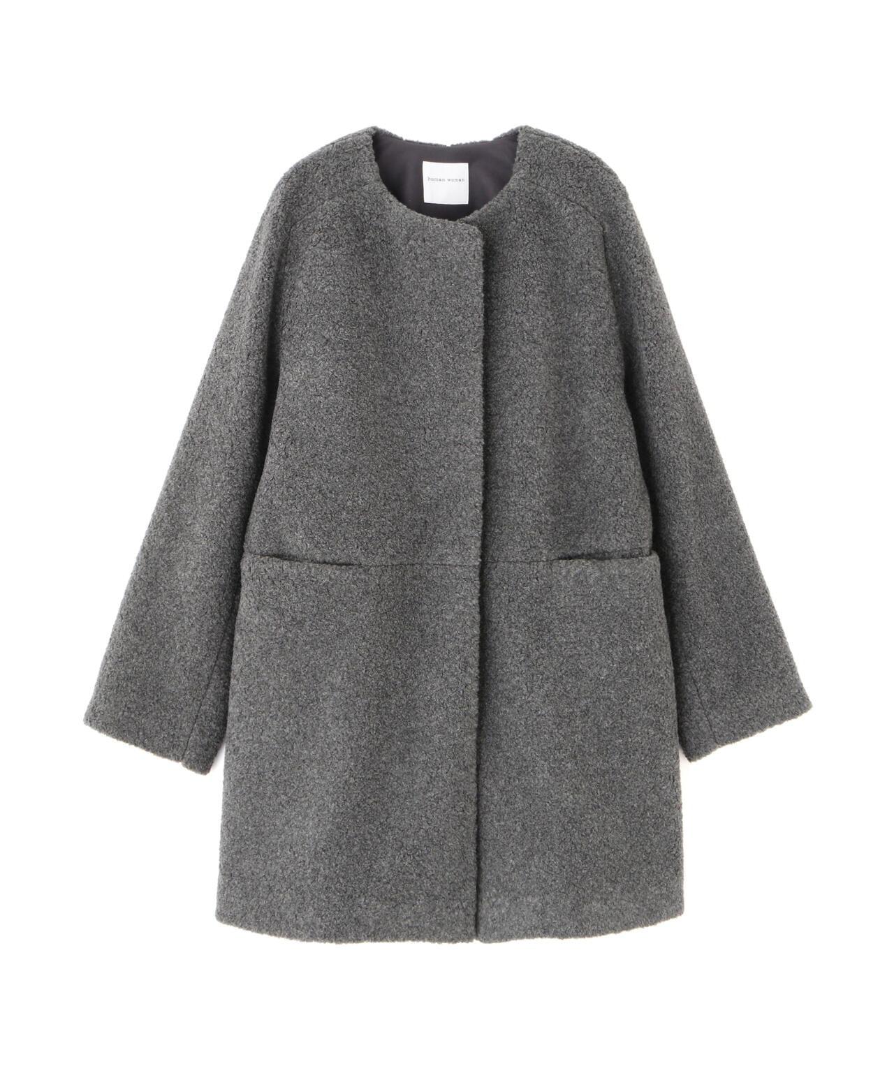 羊羔絨無領大衣