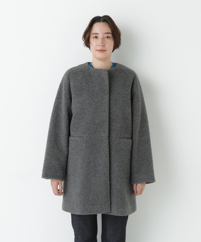 羊羔絨無領大衣