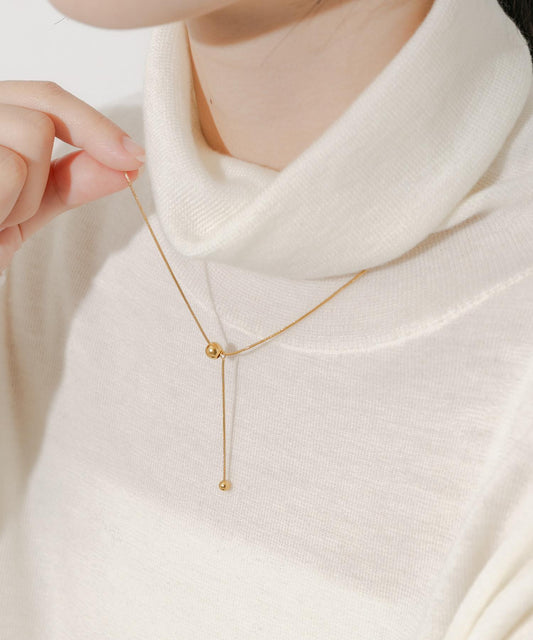 不鏽鋼圓球吊墜Y字項鍊