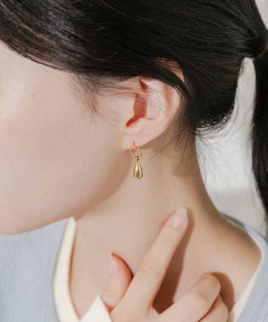 不鏽鋼水滴金屬耳環