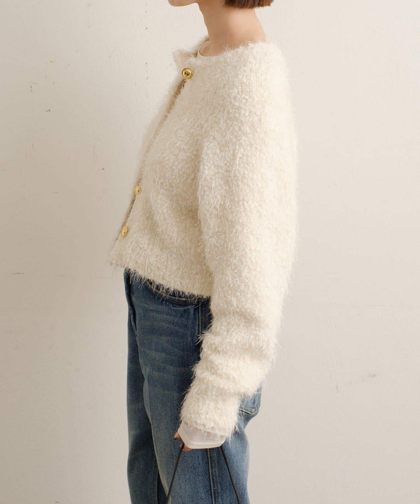 Omekashi 亮絲摩爾針織開衫