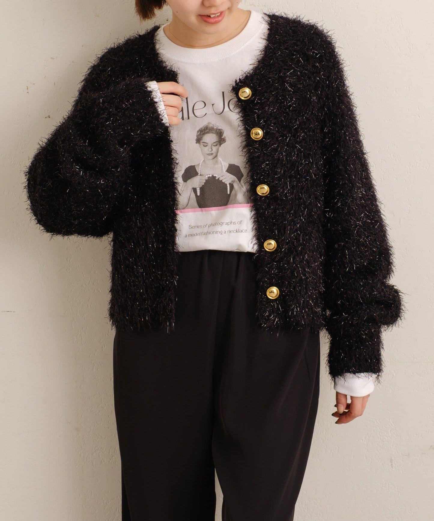 Omekashi 亮絲摩爾針織開衫