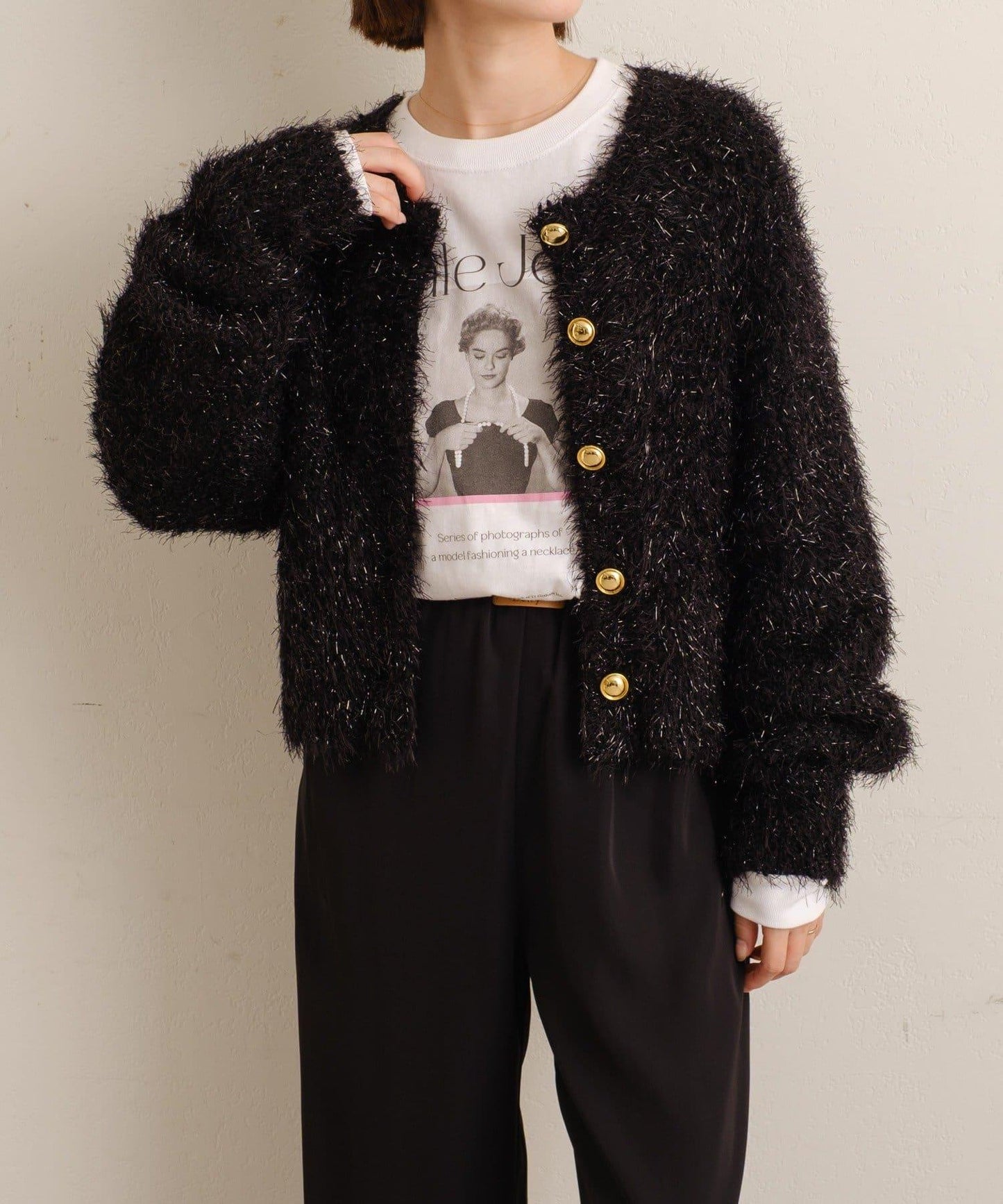 Omekashi 亮絲摩爾針織開衫