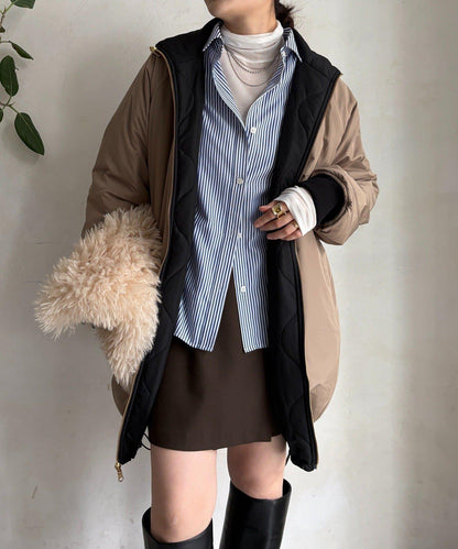 菱格絎縫雙面穿大衣