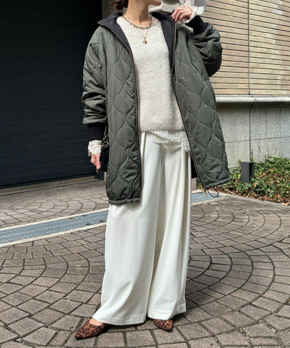 菱格絎縫雙面穿大衣