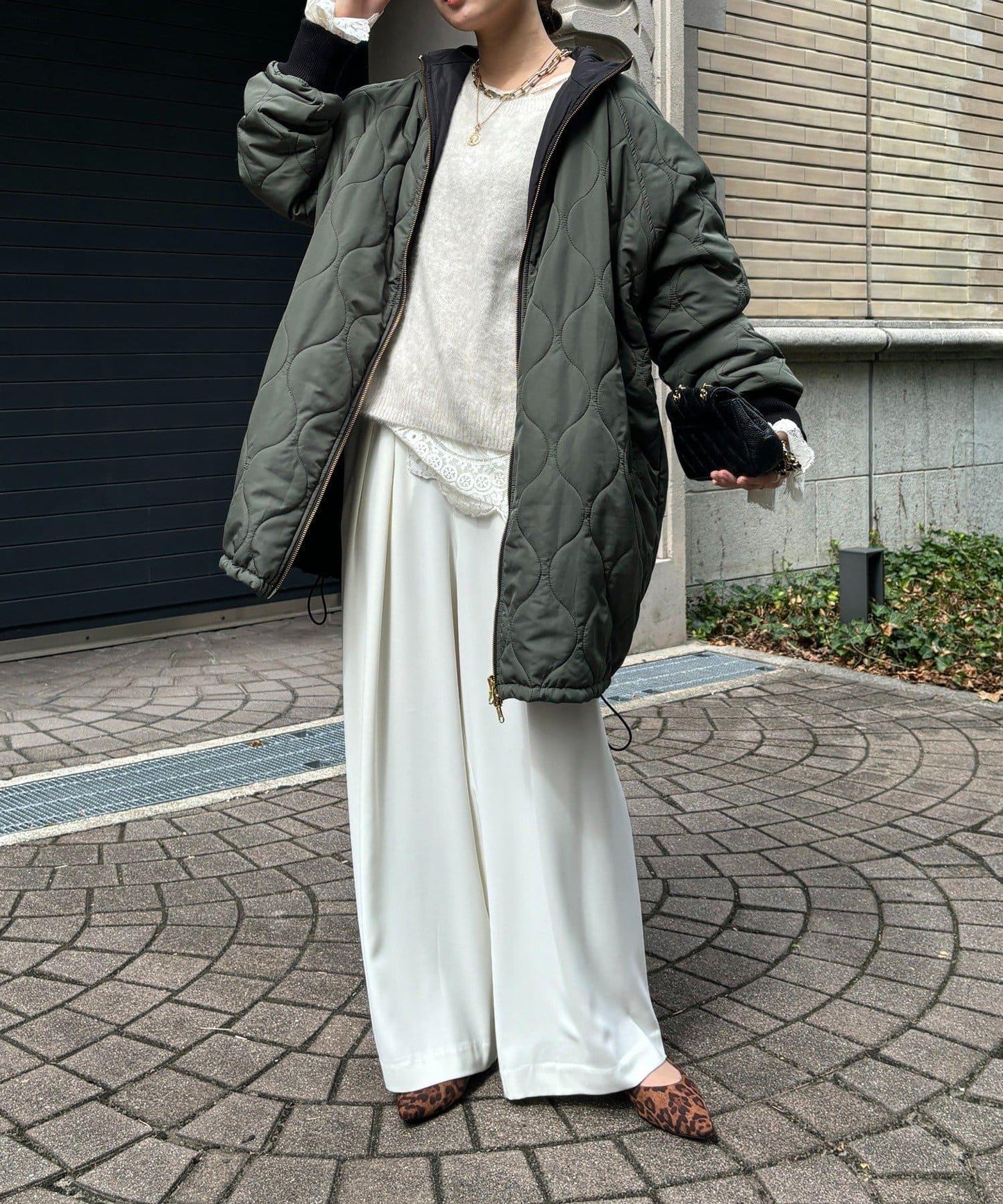 菱格絎縫雙面穿大衣