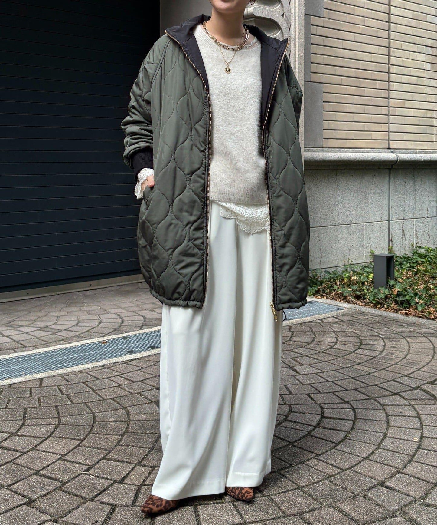 菱格絎縫雙面穿大衣