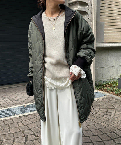 菱格絎縫雙面穿大衣