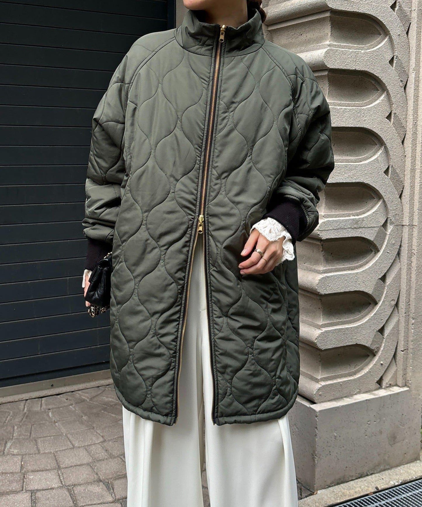 菱格絎縫雙面穿大衣