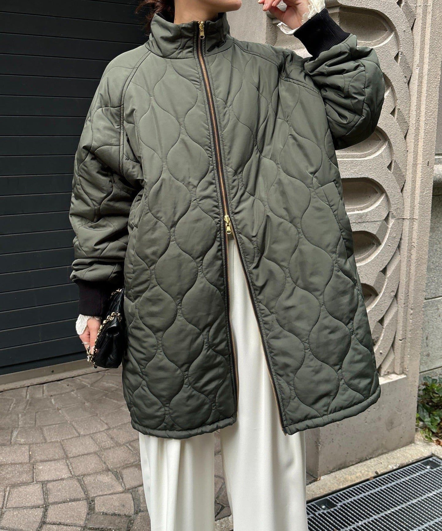 菱格絎縫雙面穿大衣