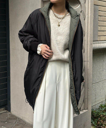 菱格絎縫雙面穿大衣