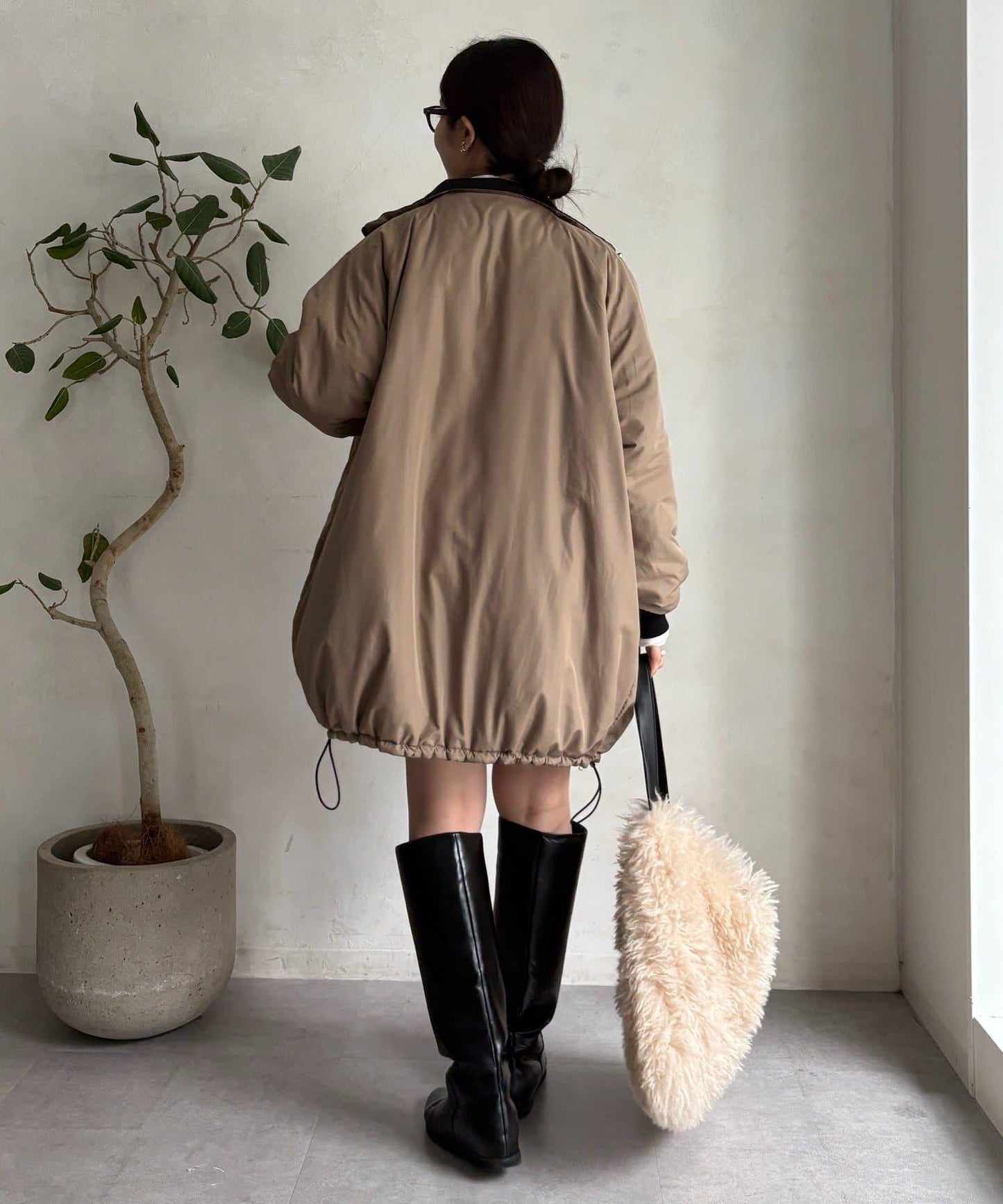 菱格絎縫雙面穿大衣