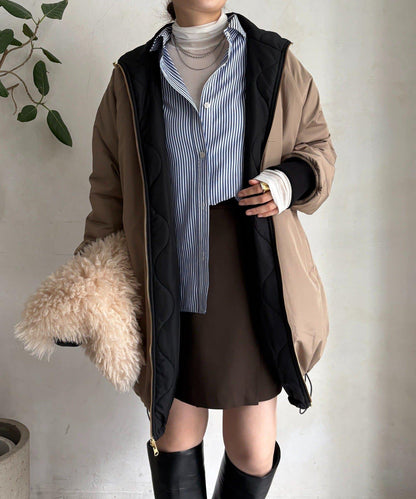 菱格絎縫雙面穿大衣